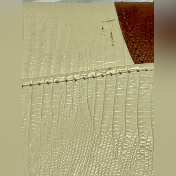 Vintage D. Brev Shoulder Bag Handbag Purse Ivory Brown Rectangle 11" - Picture 4 of 10